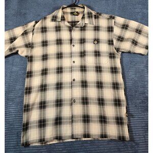 Lowrider Men’s M Plaid Flannel Shirt Black Gray Button Up Long Sleeve Casual